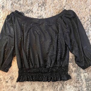 Onyx nite Black Sequin Off-Shoulder Blouse woman’s size large